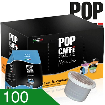 100 Capsule Caffè Pop Miscela Decaffeinato Compatibili Unosystem