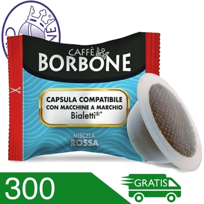 300 Capsule Caffè Borbone Miscela Rossa Compatibili Bialetti