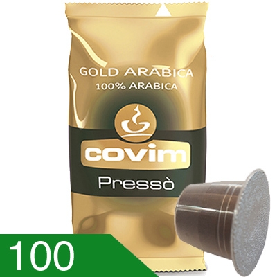 100 Capsule Caffè Covim Miscela Gold Arabica Compatibili Nespresso