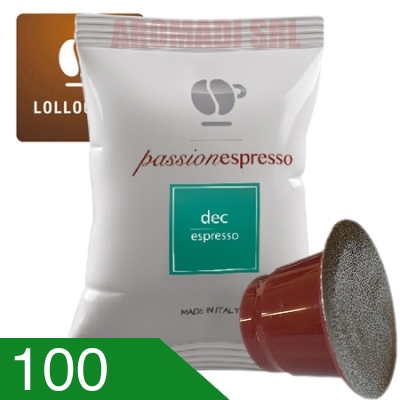 100 Capsule Caffè Lollo Miscela Dek Compatibili Nespresso