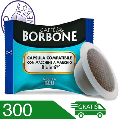300 Capsule Caffè Borbone Miscela Blu Compatibili Bialetti