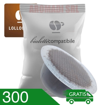 300 Capsule Caffè Lollo Miscela Nera Compatibili Bialetti