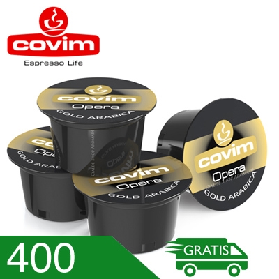 400 Capsule Caffè Covim Miscela Gold Arabica Bio Compatibili Lavazza Blue In Black