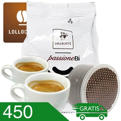 450 Capsule Caffè Lollo Miscela Nera Compatibili Bidose