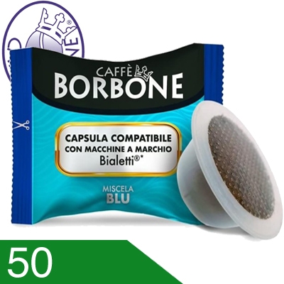 50 Capsule Caffè Borbone Miscela Blu Compatibili Bialetti