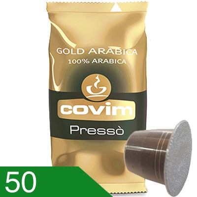 50 Capsule Caffè Covim Miscela Gold Arabica Compatibili Nespresso