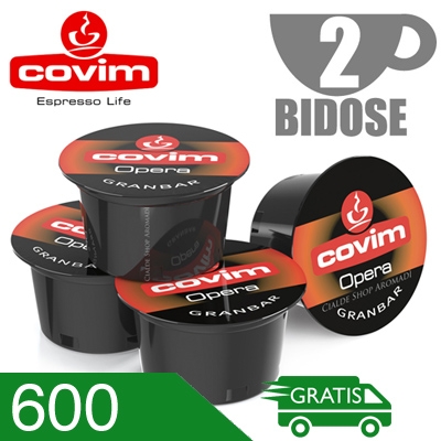 600 Capsule Bidose Caffè Covim Miscela Granbar Compatibili Lavazza Blue In Black