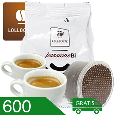 600 Capsule Caffè Lollo Miscela Nera Compatibili Bidose